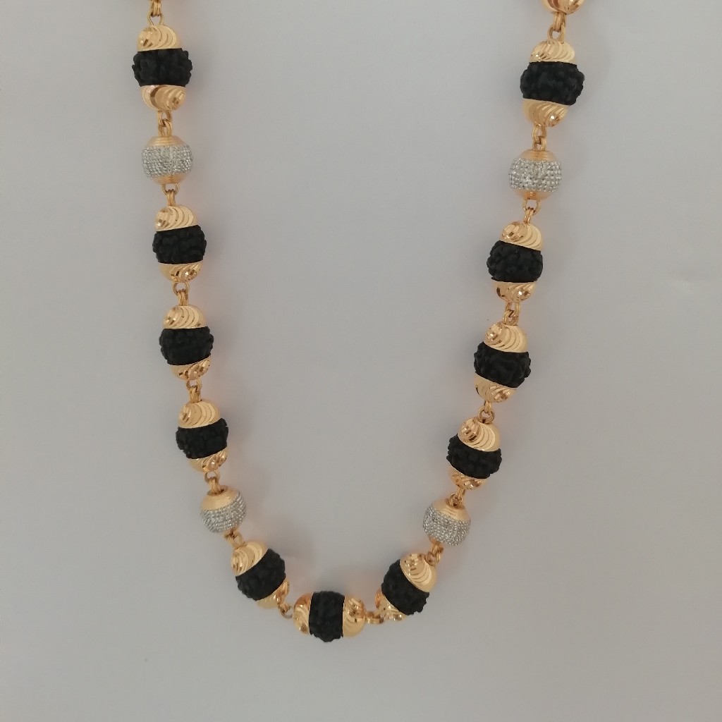 916 gold black rudraksh moti fancy kanthi mala