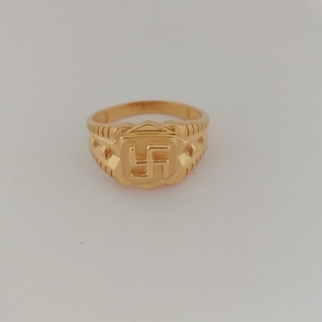916 gold casting swastik design Gents ring