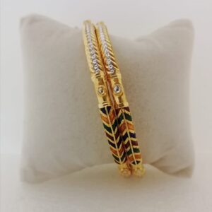 916 gold fancy black oxidized  copper kadli