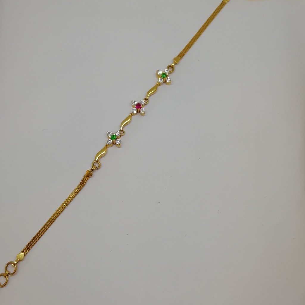 916 gold fancy green and pink stone loose ladies bracelet