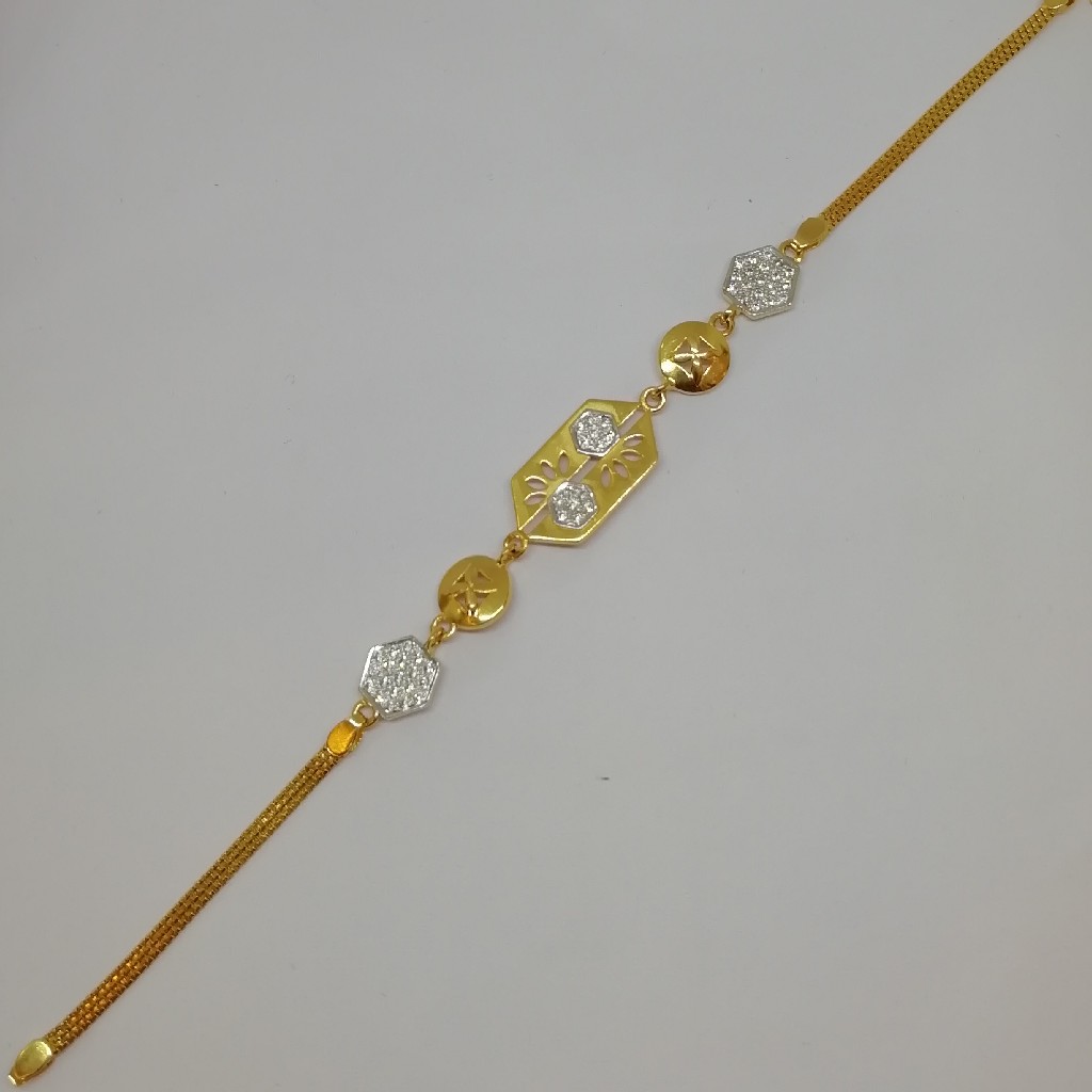 916 gold fancy mate finishing and rodium ladies loose bracelet