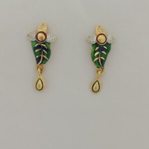 916 gold leaf design fancy earrings