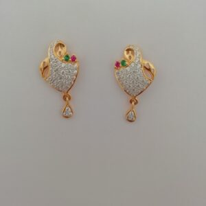 916 gold pink and green stone fancy earrings