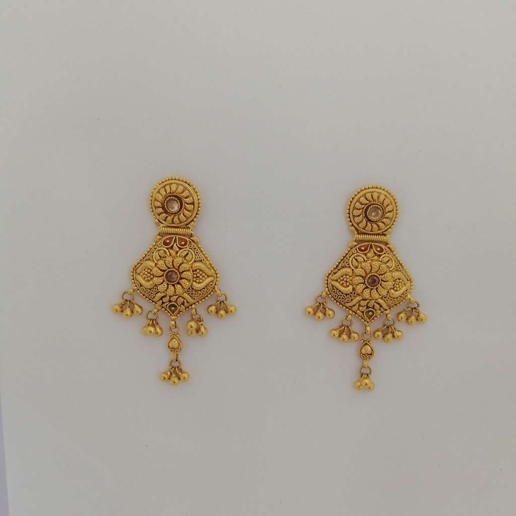 916 gold antique kalkati long earrings