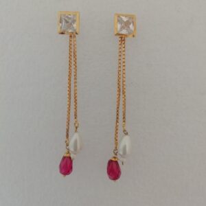 Gold white and pink stone butty latkan