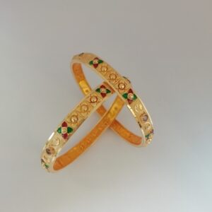 916 gold red and green mina design work bangles