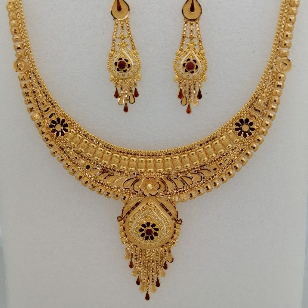 916 gold yellow antique tikki work short set