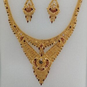 916 gold tikki work short set