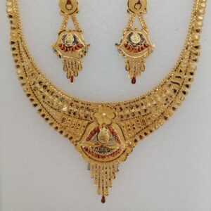 916 gold tikki work short set