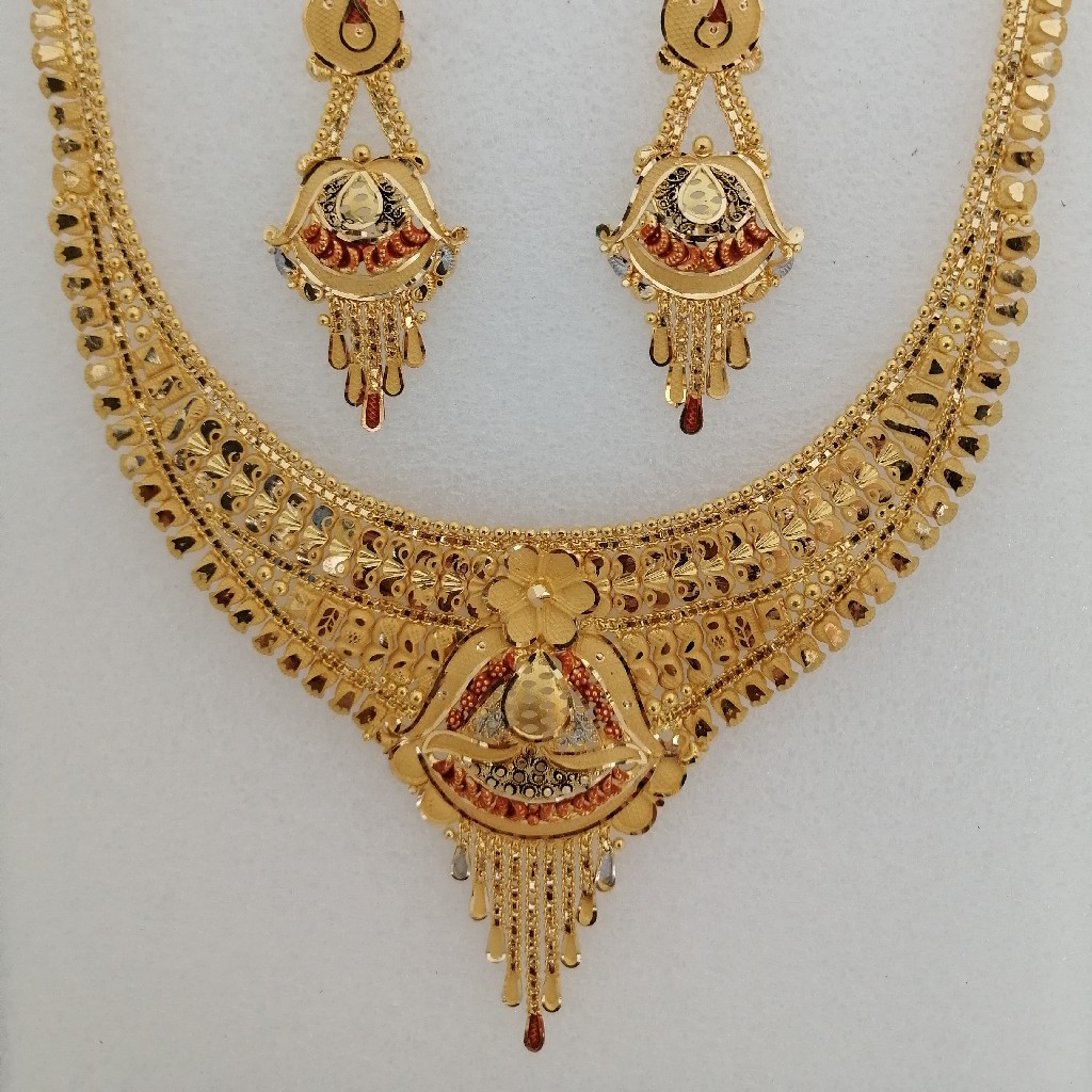 916 gold tikki work short set