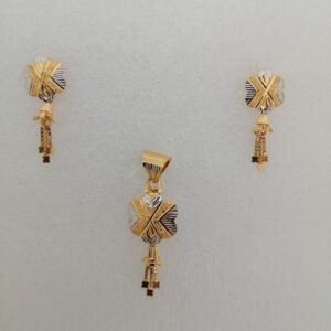 916 gold flower design butty pendant set