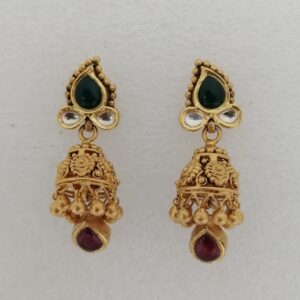 22KT Gold Designer Green Stone Earrings VG-E03
