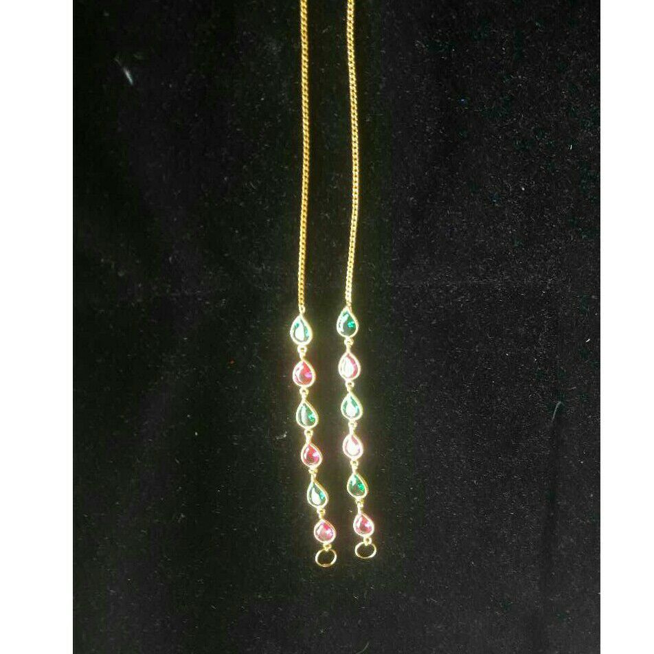 18KT Gold Multi Color Stone Ladies Earrchain