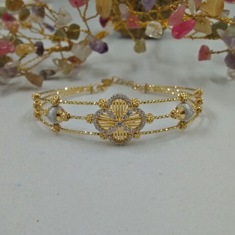 916 Gold Fancy Flower Design Kada