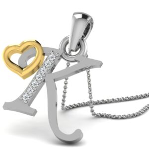 22K Yellow Gold Alphabet Letter K Designer Pendant