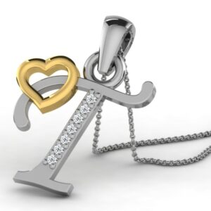 22K Yellow Gold Alphabet Letter T Designer Pendant
