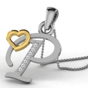 22K Yellow Gold Alphabet Letter P Designer Pendant