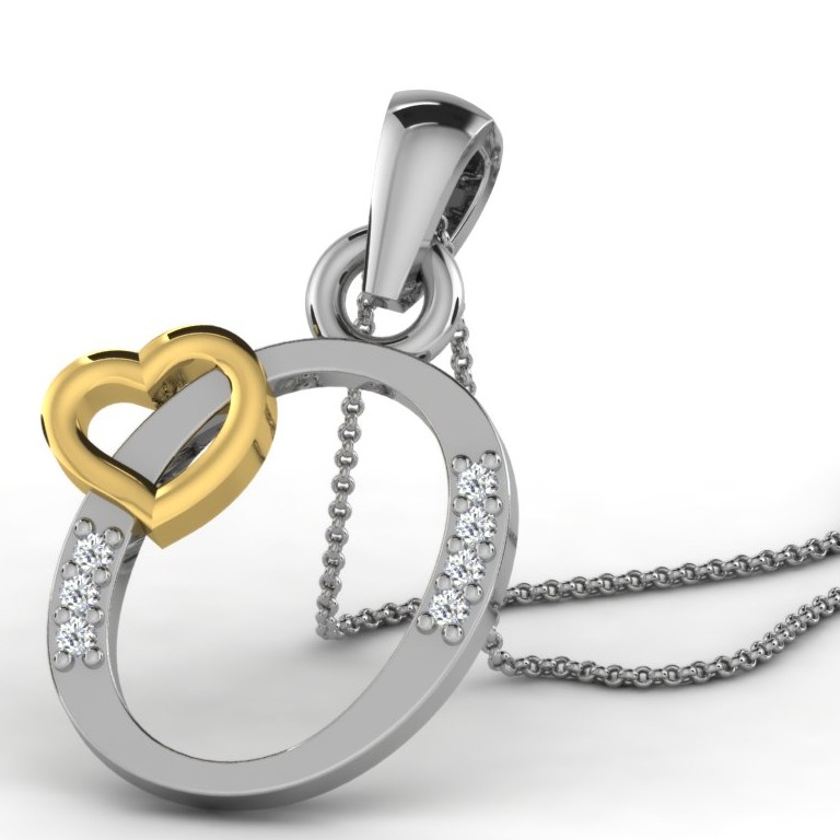 22K Yellow Gold Alphabet Letter O Designer Pendant