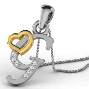 22K Yellow Gold Alphabet Letter G Designer Pendant
