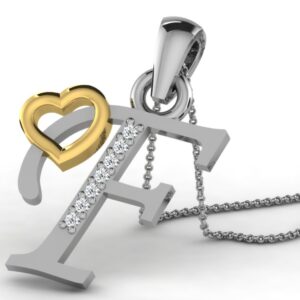 22K Yellow Gold Alphabet Letter F Designer Pendant