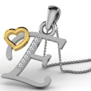 22K Yellow Gold Alphabet Letter E Designer Pendant