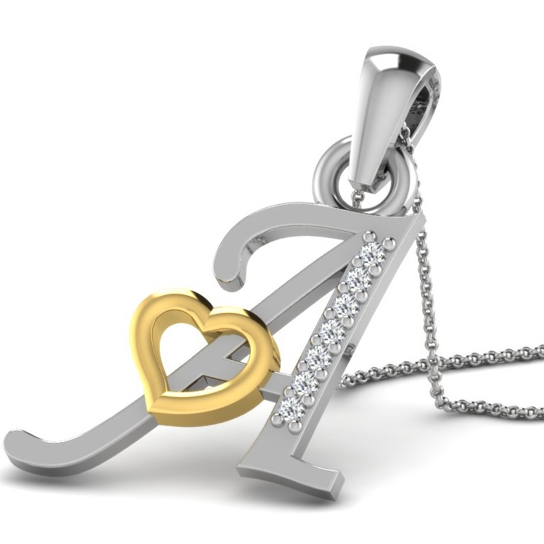 22K Yellow Gold Alphabet Letter A Designer Pendant