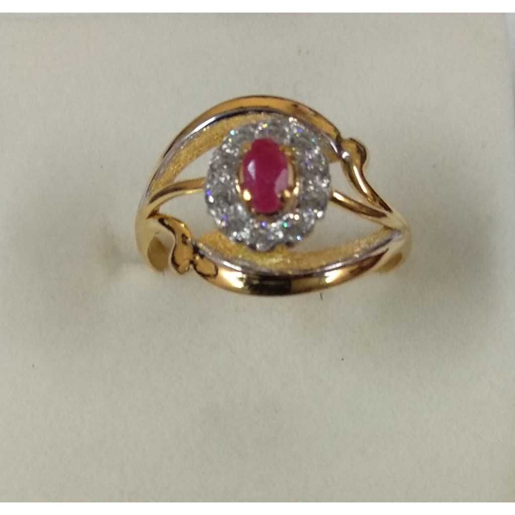 916 Gold Fancy CZ Color Stone Italian Ring
