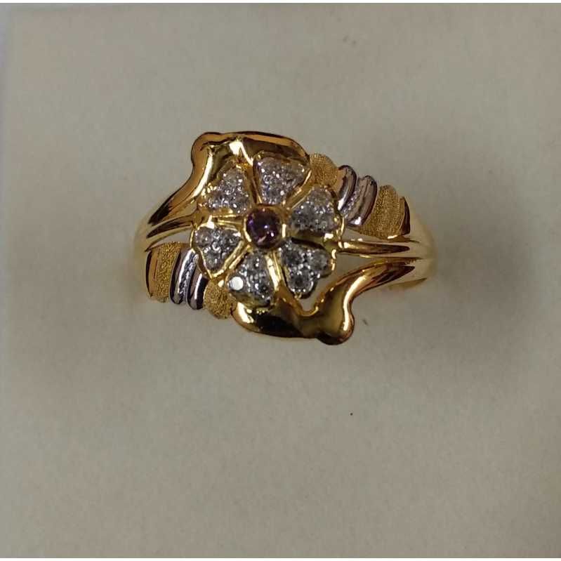 916 Gold Ladies CZ Color Stone Italian Ring