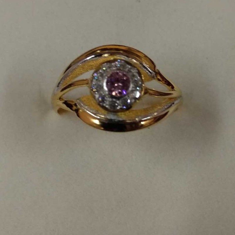 916 Gold Italian CZ Color Stone Ring