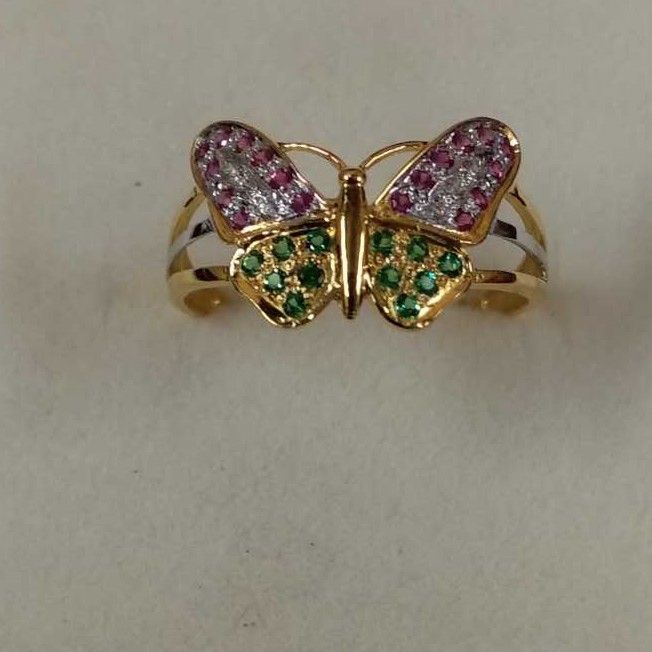 916 Gold Butterfly CZ Stone Casting Ring