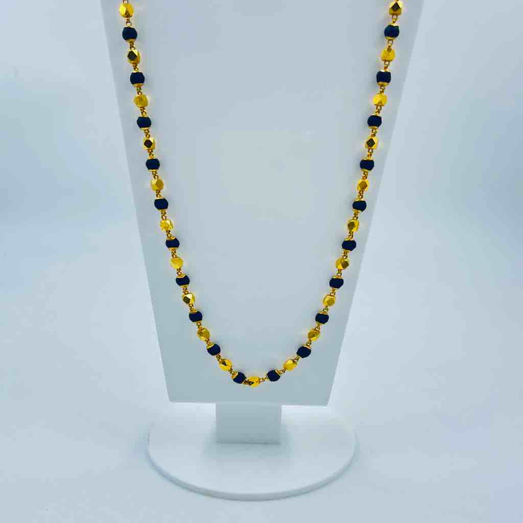 916 Gold And  Black Moti Tulsi Mala