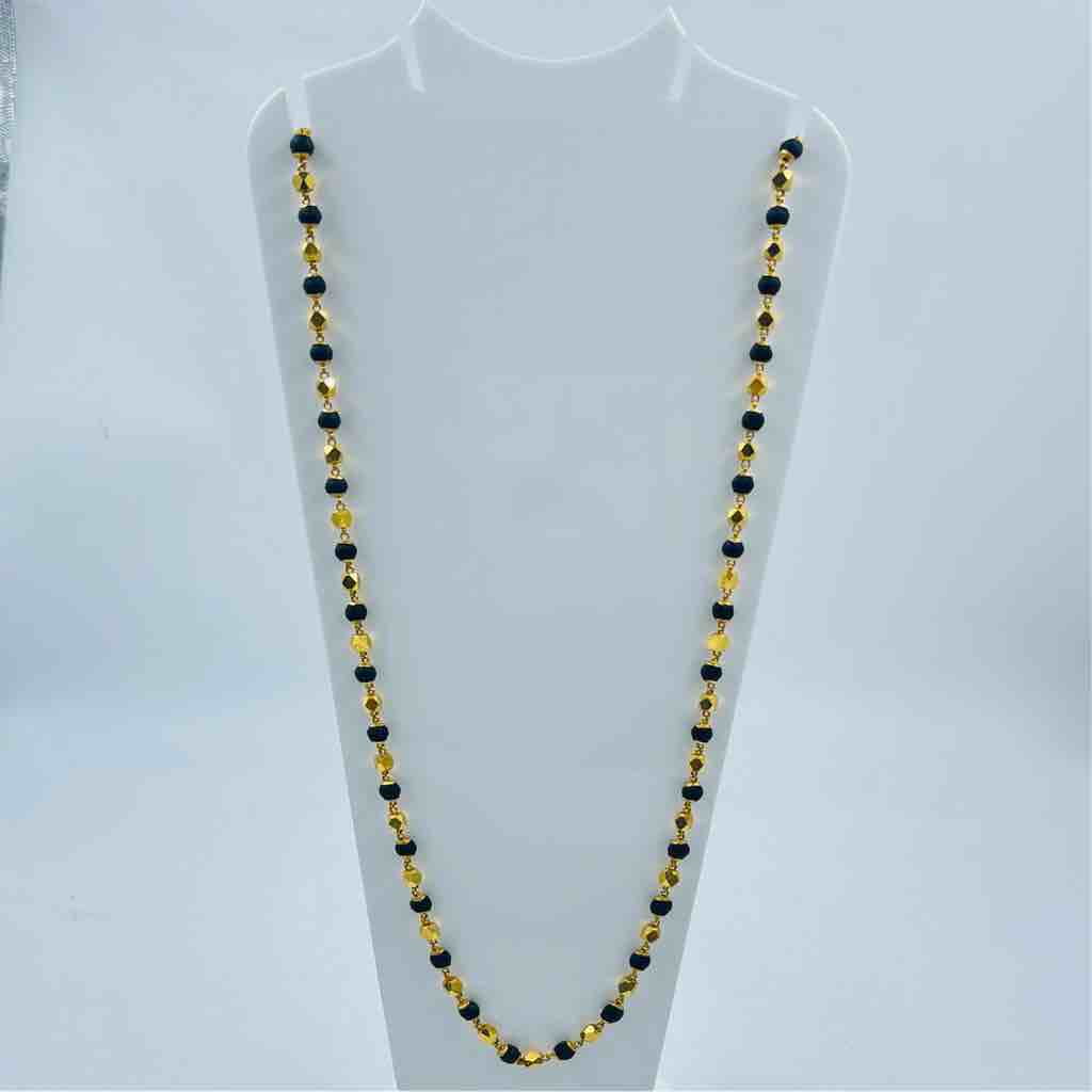 916 Gold And Black Moti Tulsi Mala