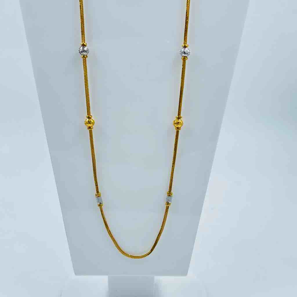22k Gold Classic  And Rodium Manka Design Chain