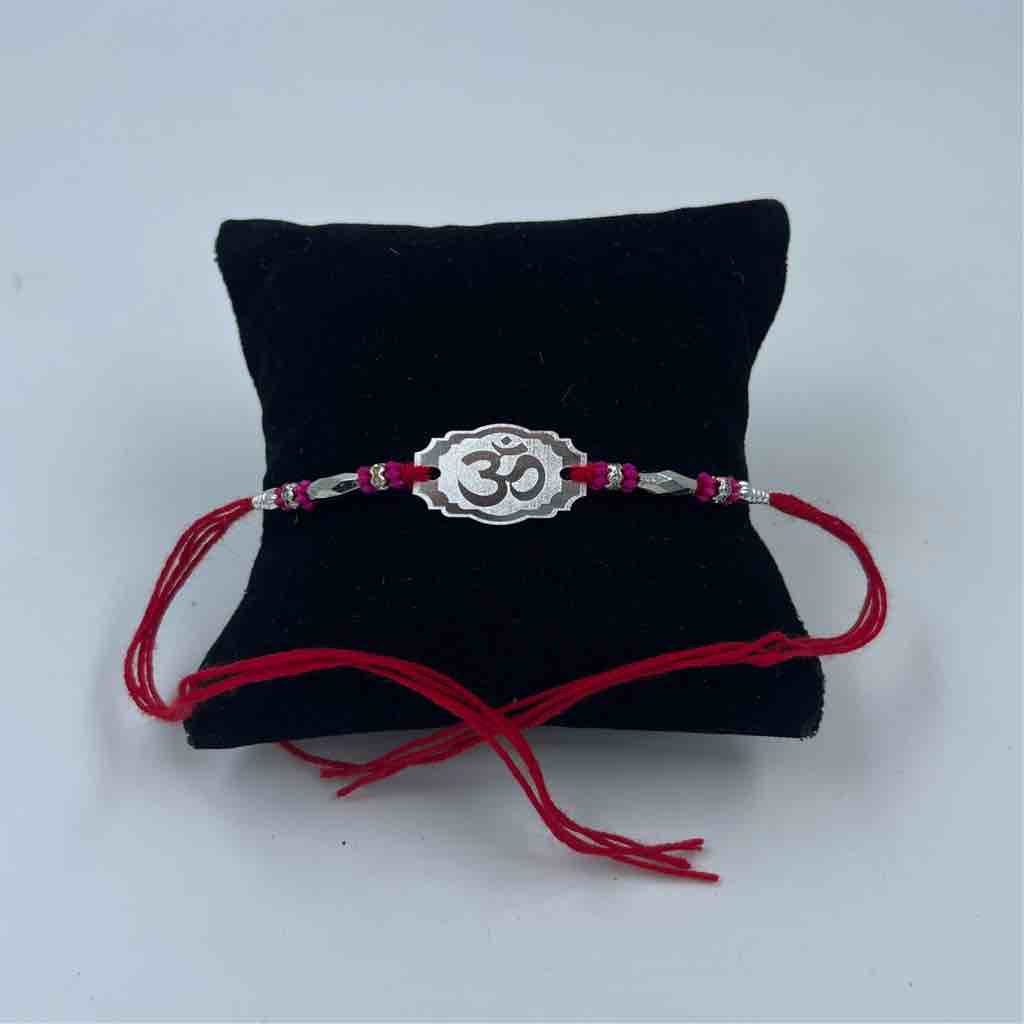 999 Silver Om  Name Design Pendant Rakhi