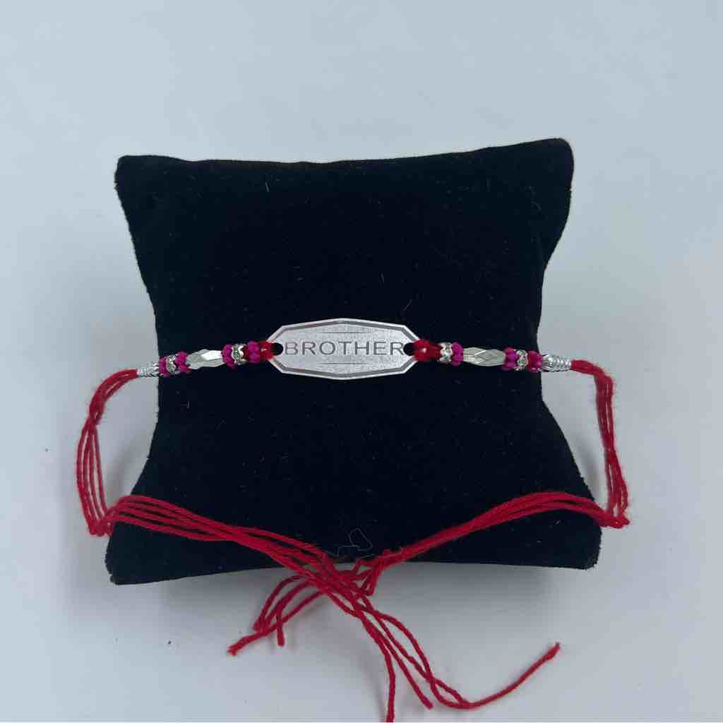 999 silver brother name design pendant rakhi