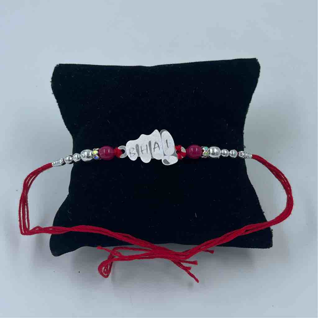 999 Silver Bhai Name Pendant Rakhi