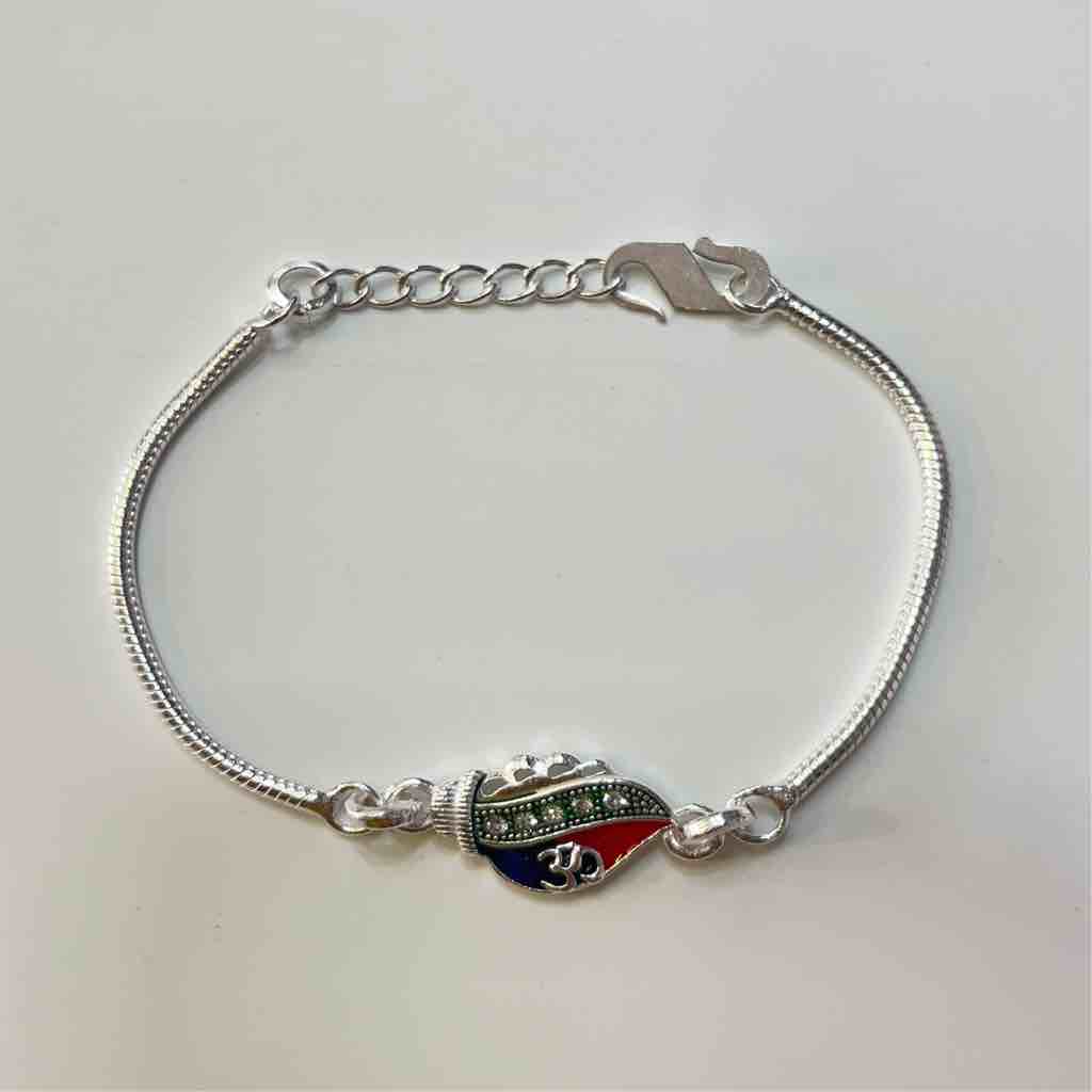 Silver Om ? Ganapti Design Fancy rakhi