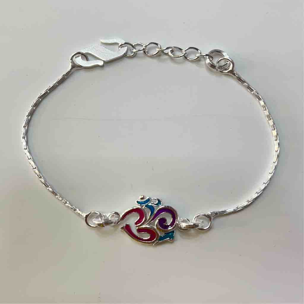 Silver Om Fancy Design Pendant Rakhi