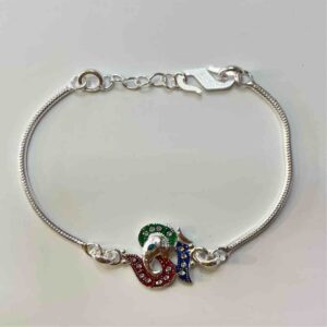 Silver Ganesh Ji + Om Design Pendant Rakhi