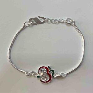 Silver Om And Ganesh Ji Design Mix Pendant Rakhi