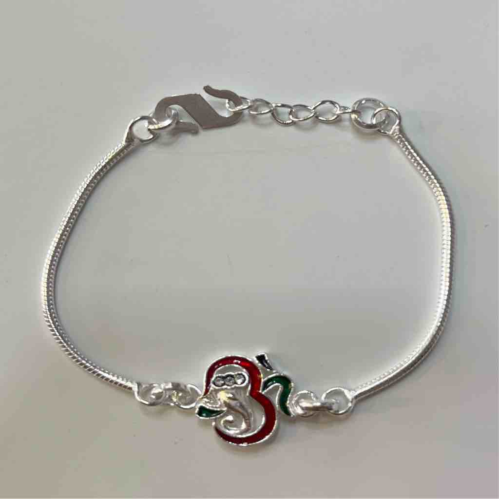 Silver Om And Ganesh Ji Design Mix Pendant Rakhi