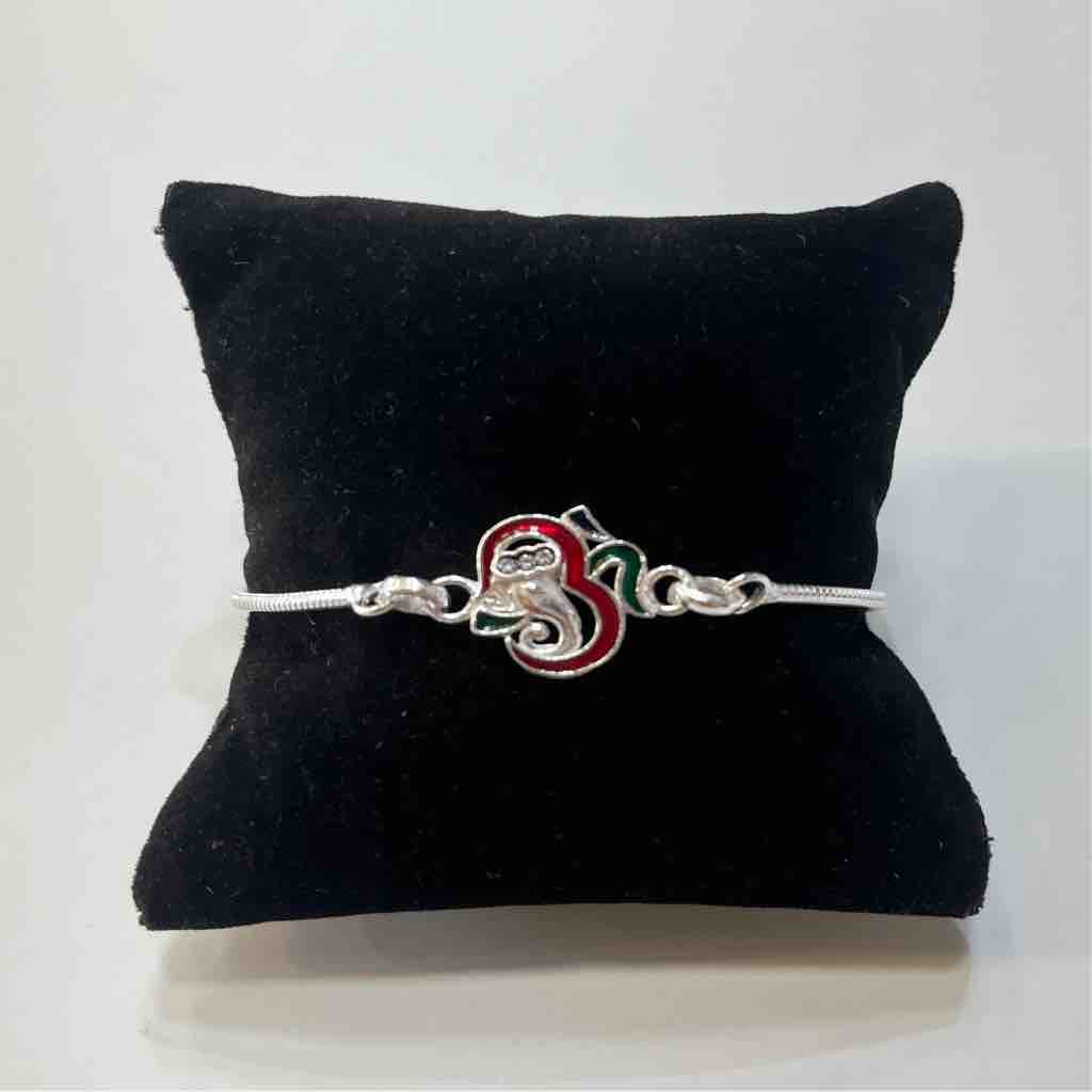 Silver Om And Ganesh Ji Design Mix Pendant Rakhi