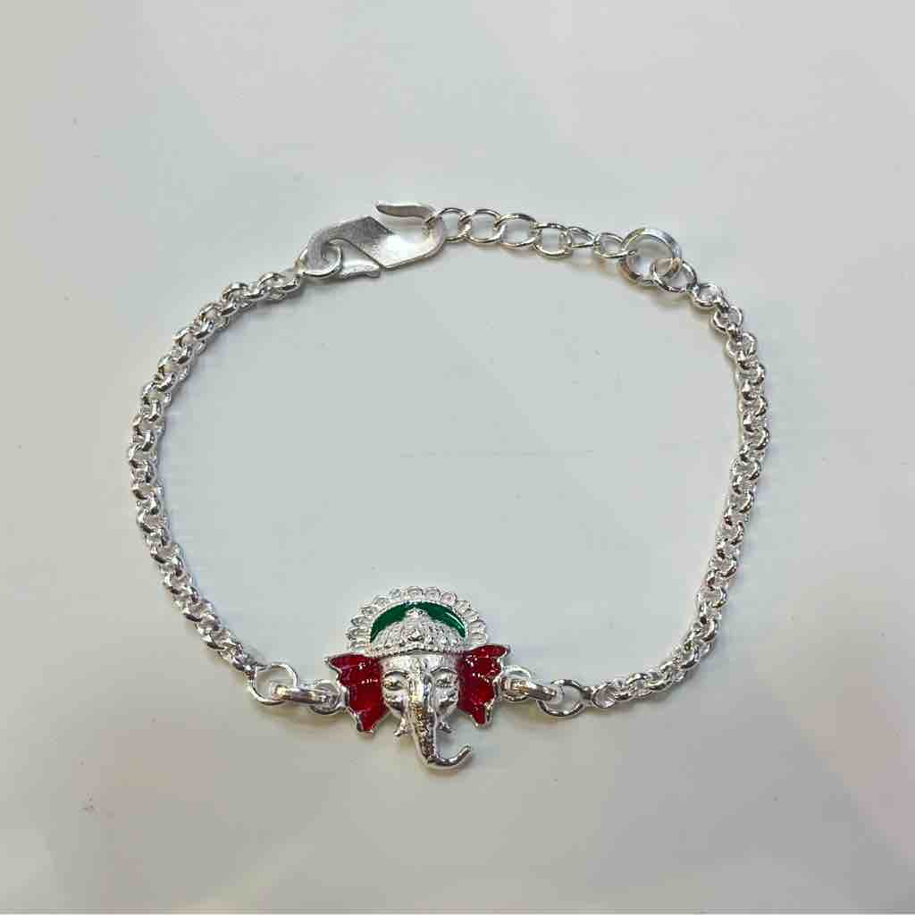 Silver Ganpati Pendant Design Rakhi