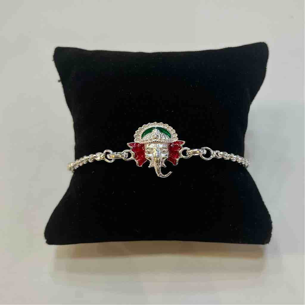Silver Ganpati Pendant Design Rakhi