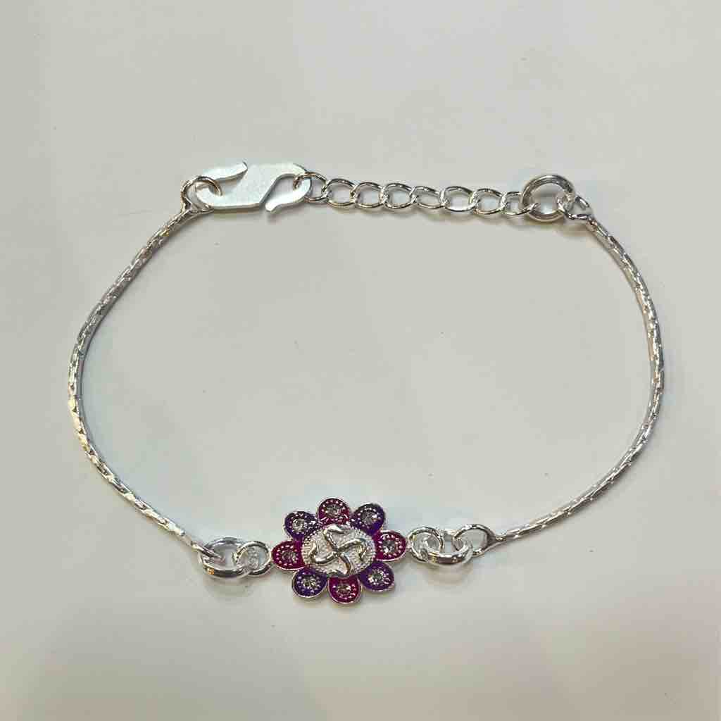 Silver Flower Design ????????? Pendant Rakhi
