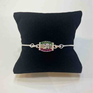 Silver Small Size Swastik Design Pendant Rakhi