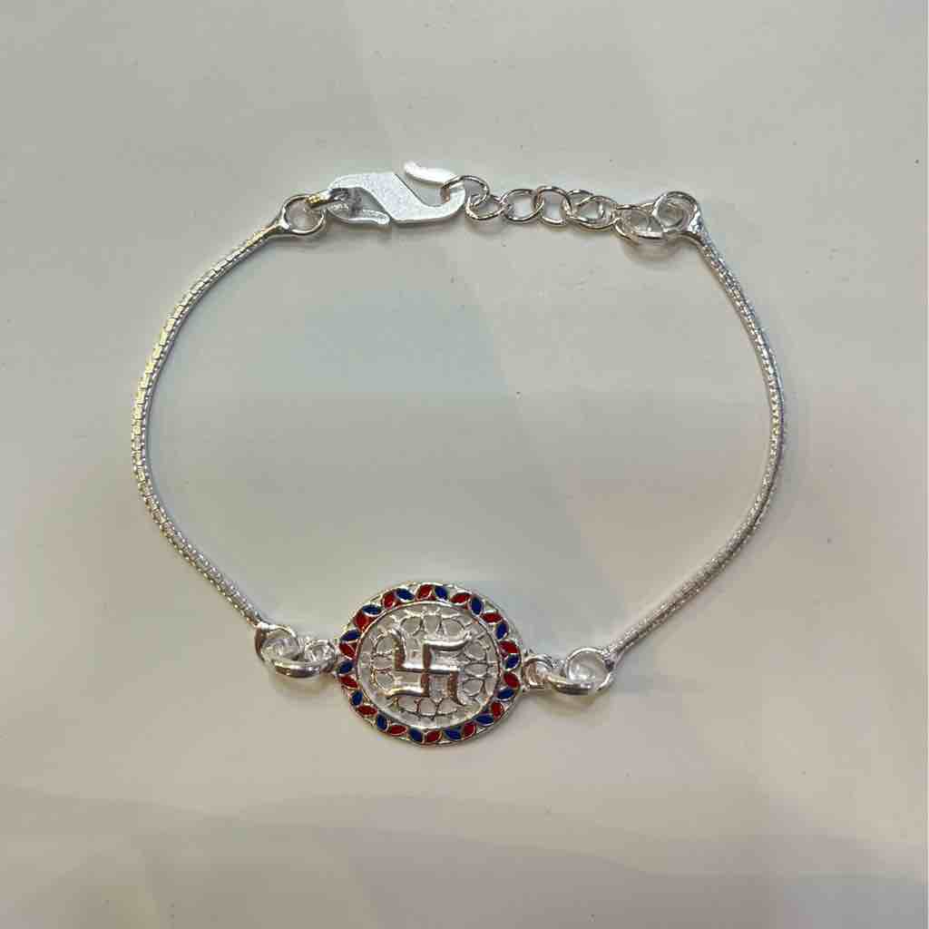 Silver ???????? Pendant Round Design Rakhi