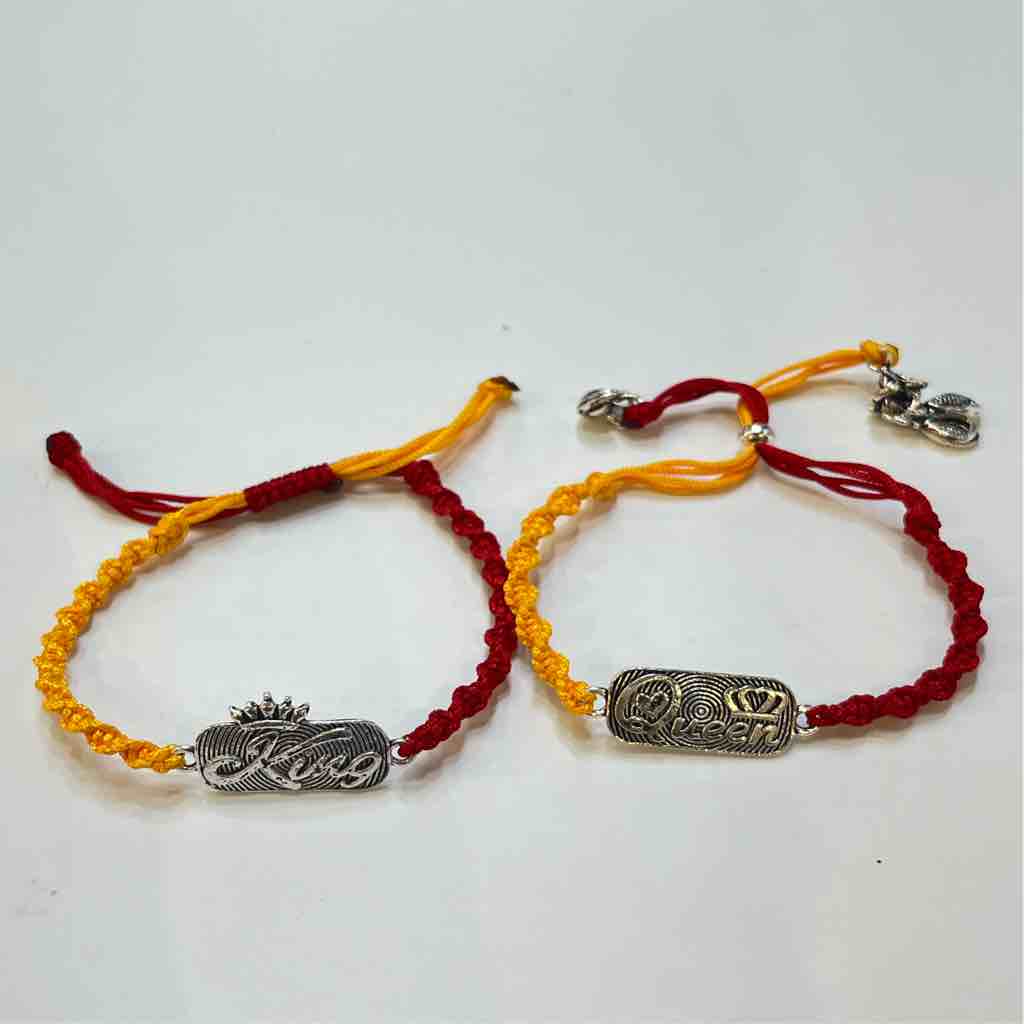 925 Silver King Queen Nam Desgin Couple Rakhi