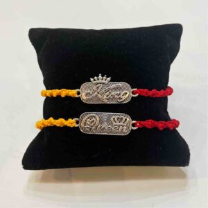 925 Silver King Queen Nam Desgin Couple Rakhi
