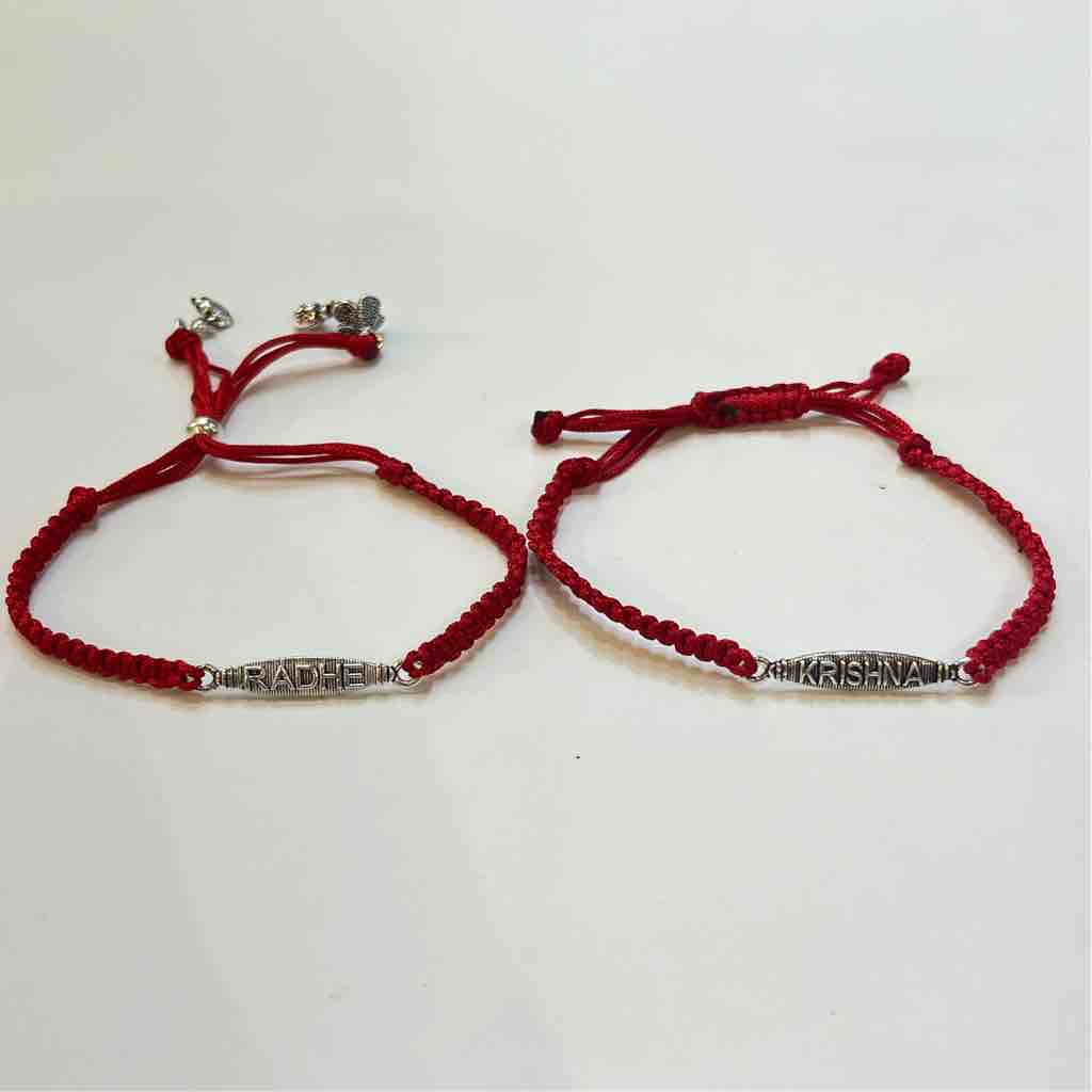 925 silver radhe krishna(???? ??????)name design couple rakhi